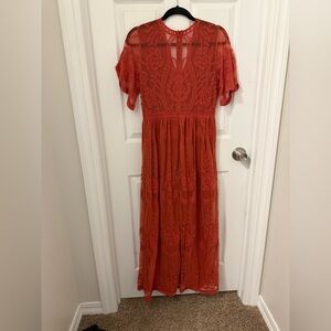 Pink blush elegant burnt orange Lace Dress